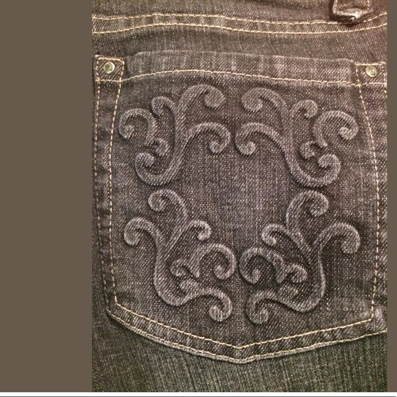 WHBM Boot Leg Denim Jeans Embossed Pocket Black - Picture 5 of 7